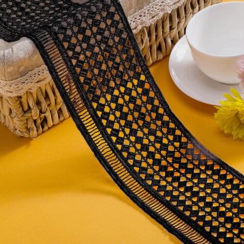 9cm Wide White and black Water soluble milk silk ribbon hollow lace trim fabric for Sewing Bridal Wedding dress Crafts