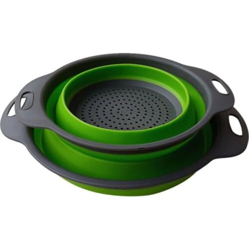 Collapsible Colander Foldable Kitchen Strainer for Fruits Green Comfortable