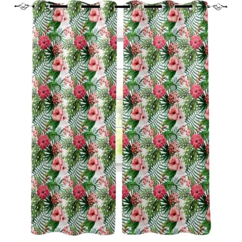 Tropical Jungle Plant Flower Blackout Curtains For Living Room Bedroom Printed Window Treatment Drapes Home Decor