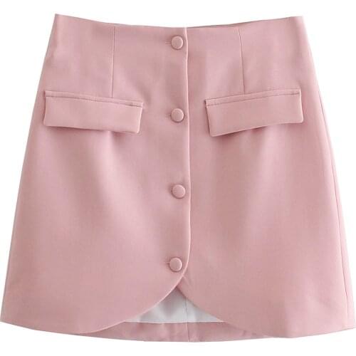 2021 European and American summer womens wear new solid-color button-down skirt skirt DLbsq447