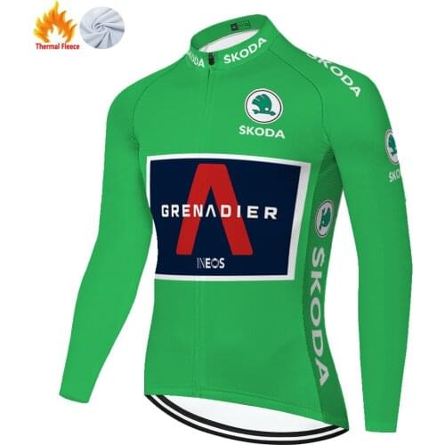 France ineos cycling jersey Long Sleeve men winter thermal fleece cycling clothing 01