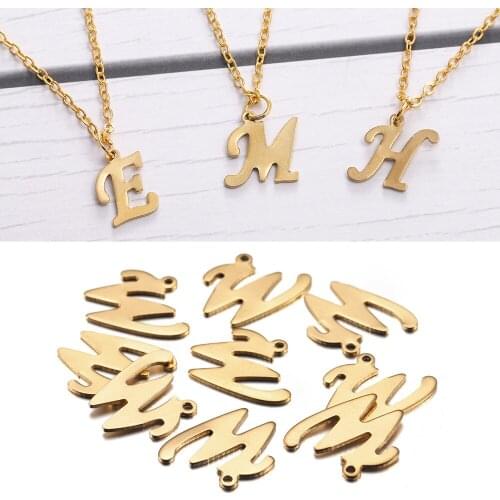10pcs Stainless Steel 26 Letters Charm Pendant A To Z Alphabet Necklace Bracelet Charms DIY Jewelry Handmade Accessories