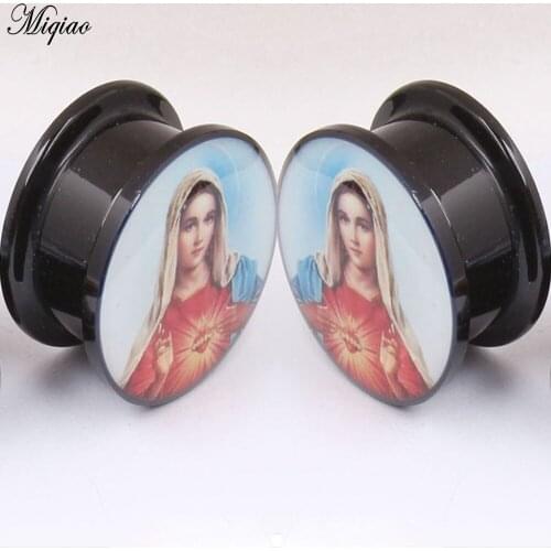 Miqiao 2pcs Fashionable Virgin Code Lia Ear Expander Acrylic Ear Expander 4mm-25mm Exquisite Body Piercing Jewelry