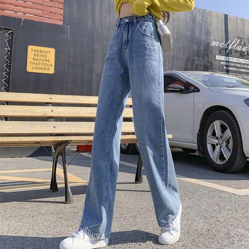 202 Fashion Harajuku Straight Pants Woman Jeans High Waist Clothes Wide Leg Denim Clothing Blue Streetwear Vintage Quality