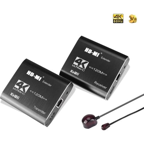 2021 KuWFi 4K HD-MI Network Extender Over Single Cat5e/Cat6 Ethernet Cable RJ45 120M IR Remote Transmitter Receiver for PS4