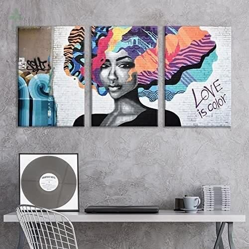 3 Panel Canvas Wall Art Triptych Street Series Love Is Color Print Gallery Wrap Modern Home Art