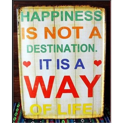 30pcs/lot Metal Sign shabby chic Happiness its a way of life Metal poster vintage wall decorative painting tin signs hanging pa