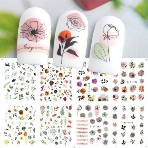 4 Style Sticker Flowers Leaves Nail Art Decoration Water Decals Abstract Nail Foil Fashion Manicure Stickers NFSTZ1138-1180