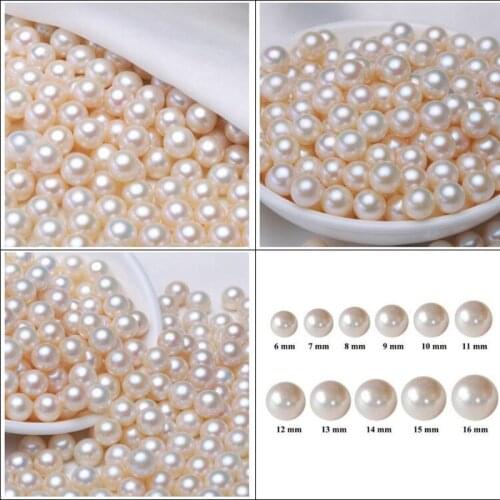 Wholesale Cheap 2mm~8mm 3A quality 5pair natural freshwater pearl white half drilled round button drop pearl for jewelry