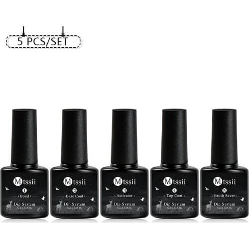 5pcs/set 7ml Acrylic Powder Liquid Clear Dip Nail Powder System Tools No UV Lamp Needed Nail Art Tools Manicures Decoration