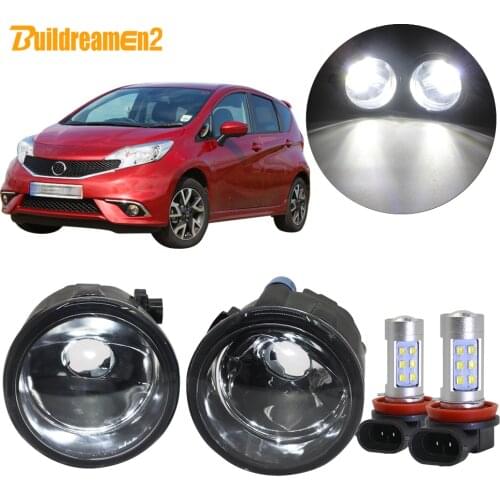 Buildreamen2 For Nissan Note E11 MPV 2006-2015 Car H8 H11 Fog Light Assembly Lampshade + Bulb Daytime Running Light DRL 12V
