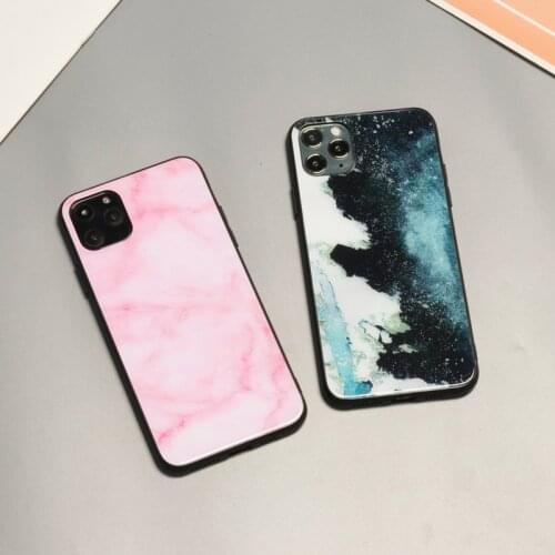 For iphone 12 11 pro x xs max case marble glass Soft Silicone Case For iPhone 7 6 6S 8 Plus xr se 2020 Black Phone Cover