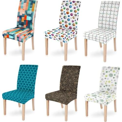 Dining Stretch Geometric Chair Cover Spandex Elastic Muiltcolor Slipcover Case Furniture For Wedding Hotel Banquet Living Room