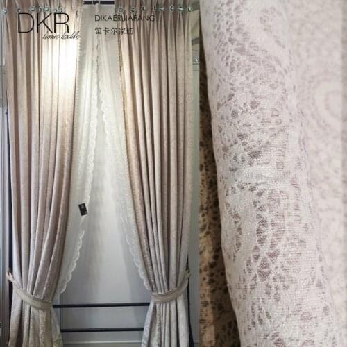 French High-End Thicken Chenille Modern Simple Lace Jacquard curtains for Living Room Bedroom Bay Window Curtain Fabric