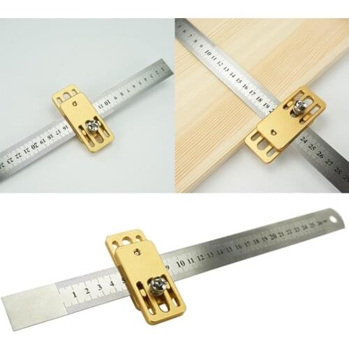 Woodworking Scribing Tool Steel Ruler Positioning Block Crossed-Out Tools Line Drawing Marking Gauge Steel Ruler Limiter