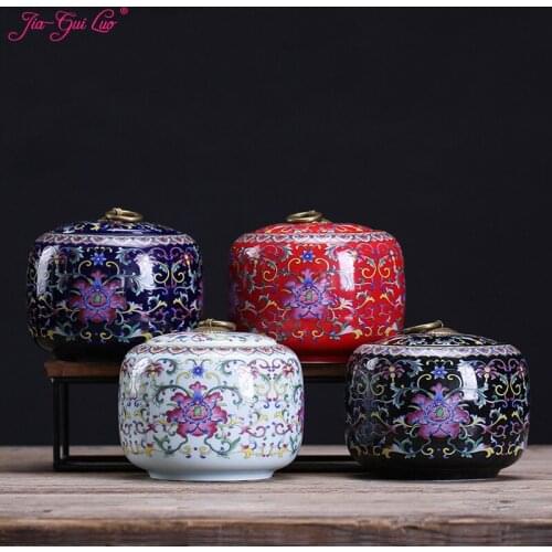 JIA-GUI LUO Porcelain Enameled Tea Caddies tea bag storage box tea box tea organizer tea storage canister set D137