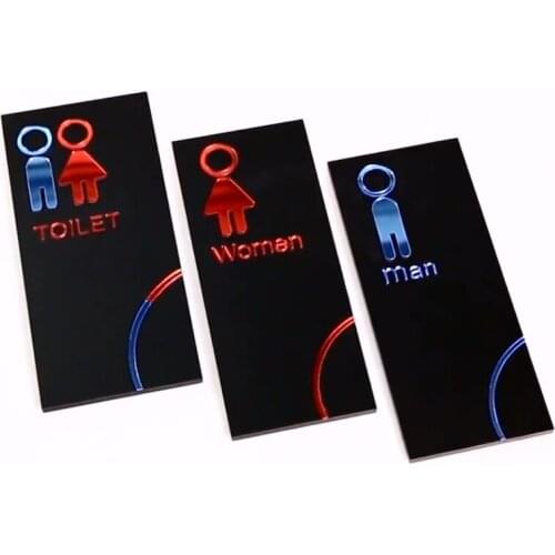 Custom Made Quality Door Plate Sign Plate Indicator for Toilet Rest Room Washroom Acrylic Creative Design Women Man 3D 10 x 24cm