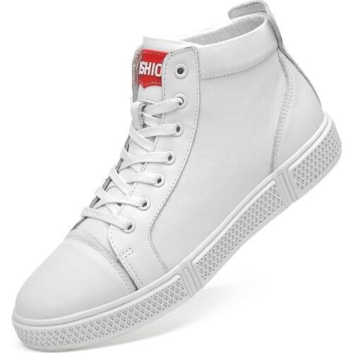 Winter Genuine Leather Shoes Men Sneakers Cow Leather Mens Casual Shoes Cool Young Man Black White Shoes Male Footwear