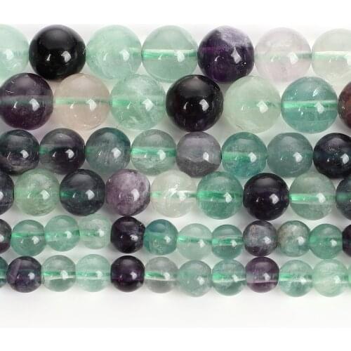 Natural Stone Smooth Purple Green Charm Round Loose Beads For Jewelry Making Needlework Bracelet DIY Pick Size Strand 4-12MM