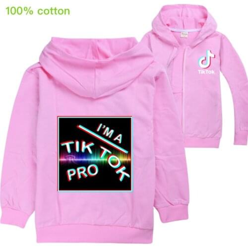 TIK TOK Childrens jacket cartoon print cotton hooded long-sleeved zipper cardigan big boys and girls jacket