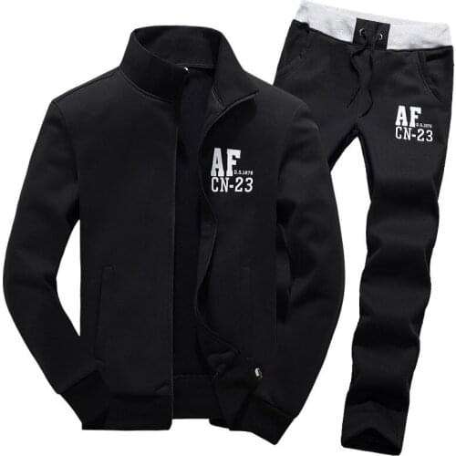 Letter printed pattern mens solid zipper cotton tracksuit sportswear fleece sweatshirt autumn winter casual outfit