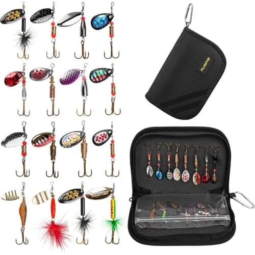 ILure 16pcs/bag Fishing Lure Metal Lure Kit Sequins Spoon Set Bass Lure Fishing Tackle Bag