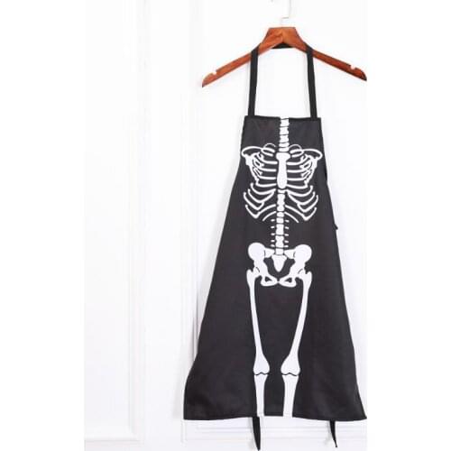 Novelty Apron Halloween Horror Skeleton Ghost Long Aprons Cooking Painting Art Kitchen BBQ Party Accessory adults size black