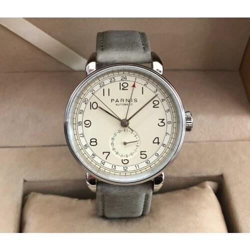 NEW PARNIS 42mm GMT Automatic Self-Wind movement mens watch Auto Date mens watch PA191-PP8