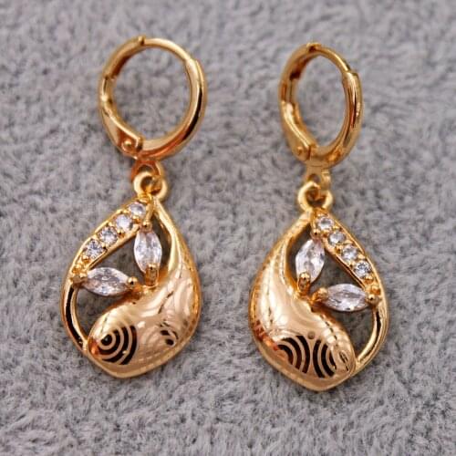 New Gold Plated dangle drop earring Earrings for Womens earrings white zircon dangle Earring Jewelry for Party Wedding Gift