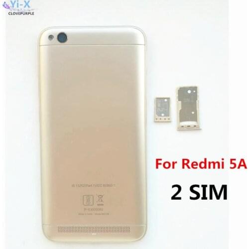 New Housing For Xiaomi Redmi 5A 5 A Back Cover Case Battery Rear Door 2 Sim holder Overseas version sim card holder Tray Parts
