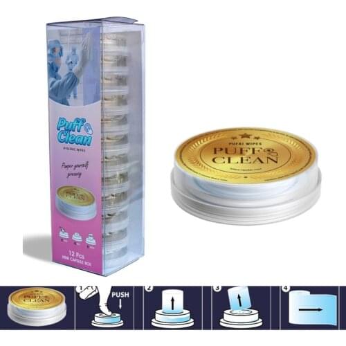 Pufai Puff Clean Hygienic Wipes 12 Pieces Cleaning Capsules in a Box