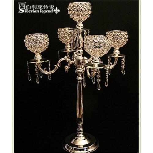 Popular wedding candelabra wedding centerpiece 5 big crystal candle holder wedding decoration 10 pcs/lot