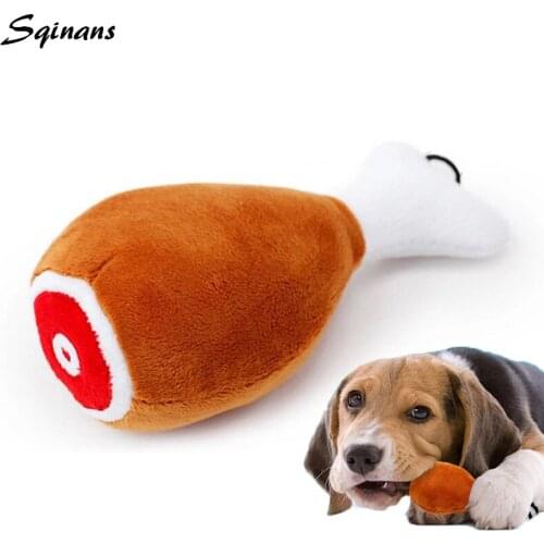 Sqinans Pet Dog Toy Plush Chicken Leg Sound Toy For Dogs Cat Pets Chewing Toys Interactive Dog Toys Funny Pet Training Supplies