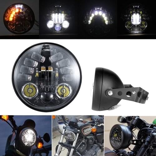 For Dyna Sportster Softail 5.75 inch Motorcycle Motor LED Projector DRL Headlight with 5.75Inch Headlamp Housing
