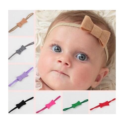 2016 New 1Pc Cute Vintage Girl turban Felt Bow Headband Hair Accessories Hair Bow kids Girl Headband