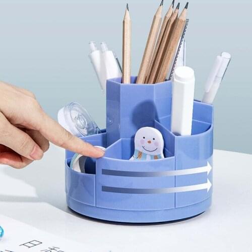 Large Capacity Rotating Desk Pen Holder Pencil Makeup Storage Box Desktop Organizer Stand Case School Office Stationery