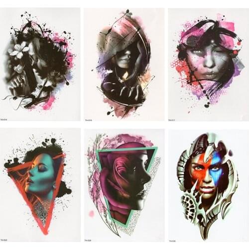 Watercolor Waterproof Temporary Tattoo Sticker , Rose Galaxy Starry, Body Art, Mens, Womens