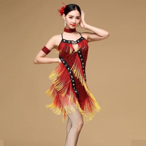 New 2018 Performance Ballroom Dancing Salsa Dance Dresses with Tassels Samba Carnival Costumes Latin Dance Dress Women