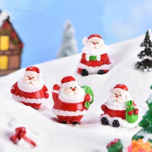 1PC Mini Resin Santa Claus Snowman Figurine Bonsai Ornament Micro Landscape Christmas Decorations Xmas Ornament Home Decor