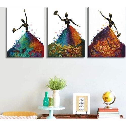 3 piece Diamond Embroidery Abstract African woman Ballet Art Cross Stitch Diy Diamond Painting Dancing woman Mosaic Canvas MM119