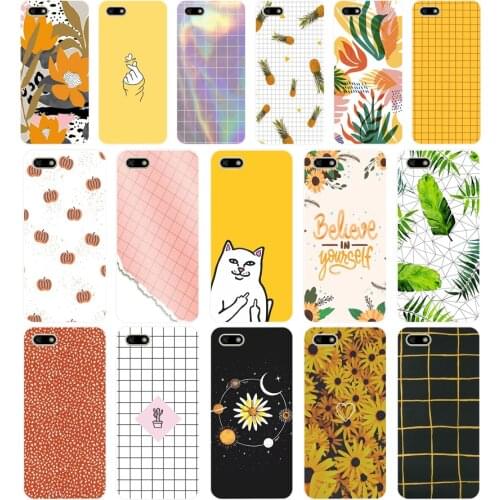 79AA Yellow Gird Soft Silicone Tpu Cover phone Case for Huawei Honor 7A PRO 5.45 5.7 7C 7X Y5 2018