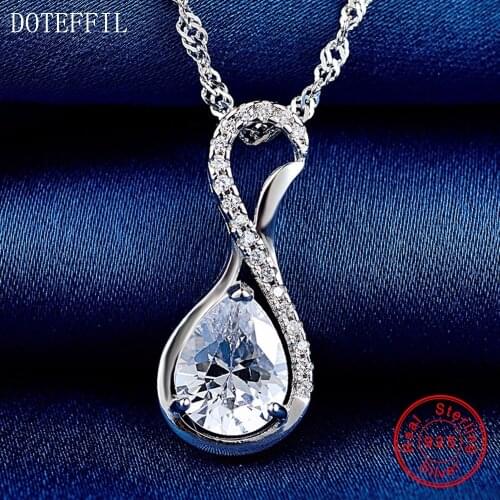 AAAA Zircon Silver Necklace Women Fashion Charm 100% Sterling Silver Necklace Women Luxury Jewelry