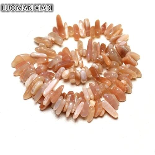 Wholesale AAA 10-15 mm Stick Shape Natural Orange Moonstone Beads Materials Gems Loose Strand 15"DIY Necklace For Jewelry Making