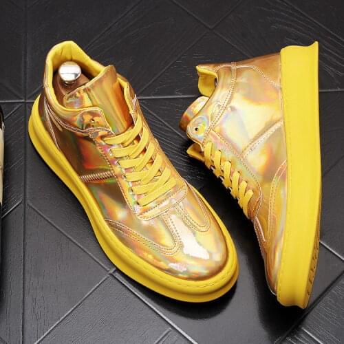 ERRFC Personalized Mens Gold Casual Comfort Shoes High Top Fashion Designer Silver Trending Leisure Shoes For Man 38-43 Platform
