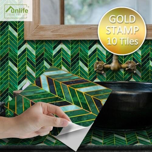 Funlife® Gilding Chevron Wall Stickers Bathroom Decor Wall Decals Eco-Friendly PVC Self-Adhesive Oil-Proof Tile Sticker Kitchen