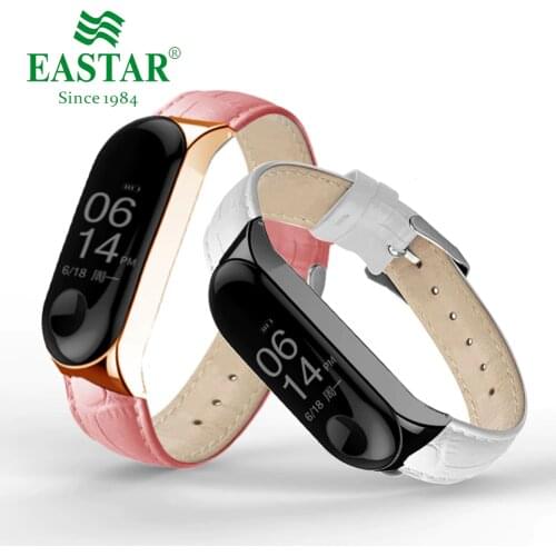 Eastar Colorful Leather Band Black Case For Xiaomi Mi Band 3 Smart Band Accessories For Xiaomi Miband 3 Smart Wristband Strap