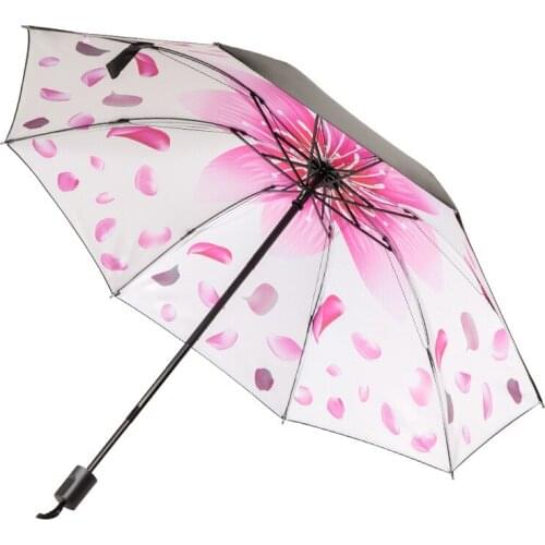 Colorful Flower Painting Inside Umbrella Men And Women Sun Anti UV Fold Rain Umbrellas Outdoor Ladies Parasol Gifts High Quality