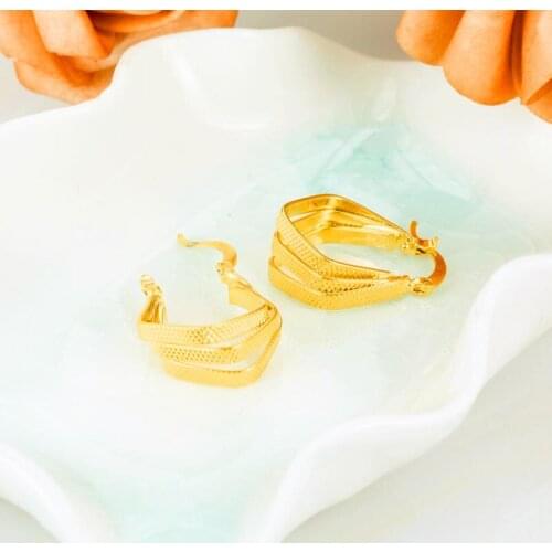 Gold Color Copper Earrings for Women/Girls Wedding Jewelry Gifts Wholesale Arab/African Stud Earring