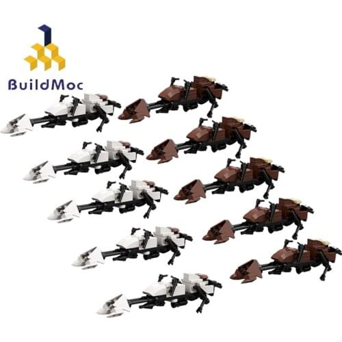 Buildmoc Space Wars Clone Trooper Speeder Bike Sets Technical Flying Transporter Motorcycle Model Building Blocks Kid Toys Gift