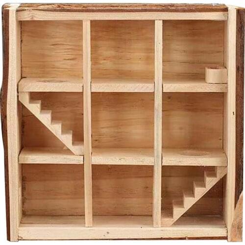 Natural Wooden Hamster Maze Playground Maze House Hideouts Mice House Gerbils Tunnel Exploring Maze Toys for Small Rodents
